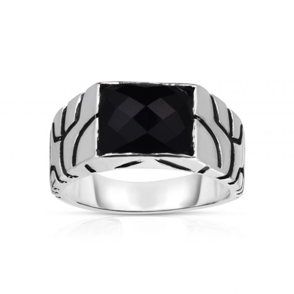 Sterling Silver Black Onyx Nugget Ring